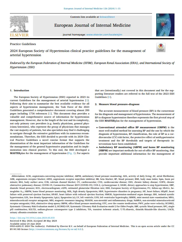 2024 European Society of Hypertension clinical practice guidelines for the management of atrial management